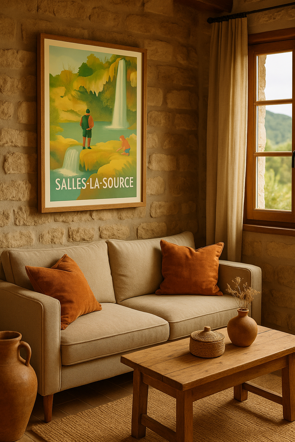 Affiche Salles-la-Source — Évasion Nature et Cascades · poster d'art de Salles-la-Source