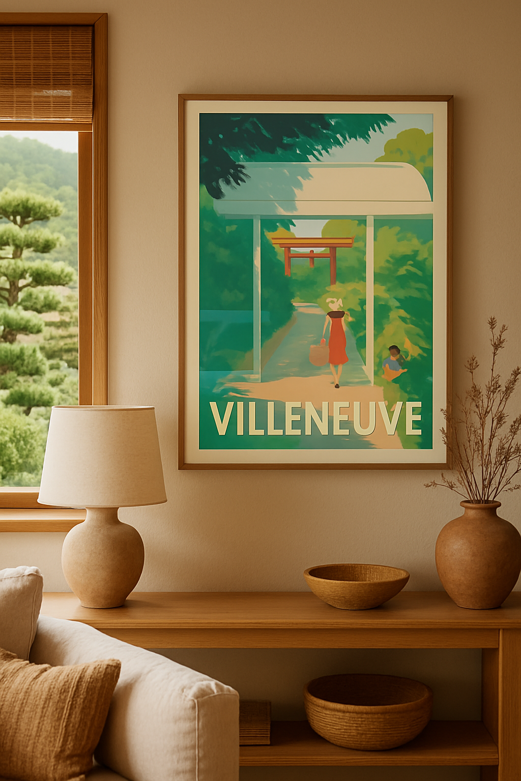 Affiche Villeneuve — Balade en douceur sous le Torii · poster d'art de Villeneuve