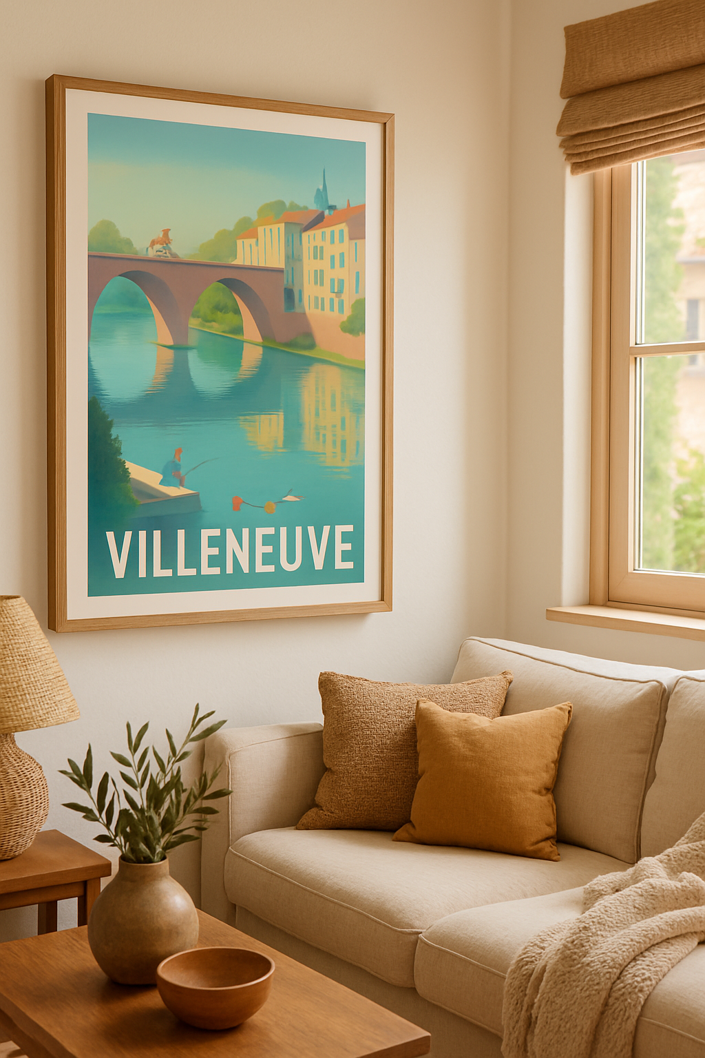 Aveyron France Affiche de Villeneuve - L'Harmonie paisible au fil de l'eau