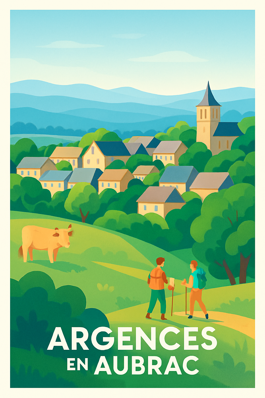 Affiche Argences en Aubrac — Charme rural et paysages apaisants · poster d'art de Argences en Aubrac