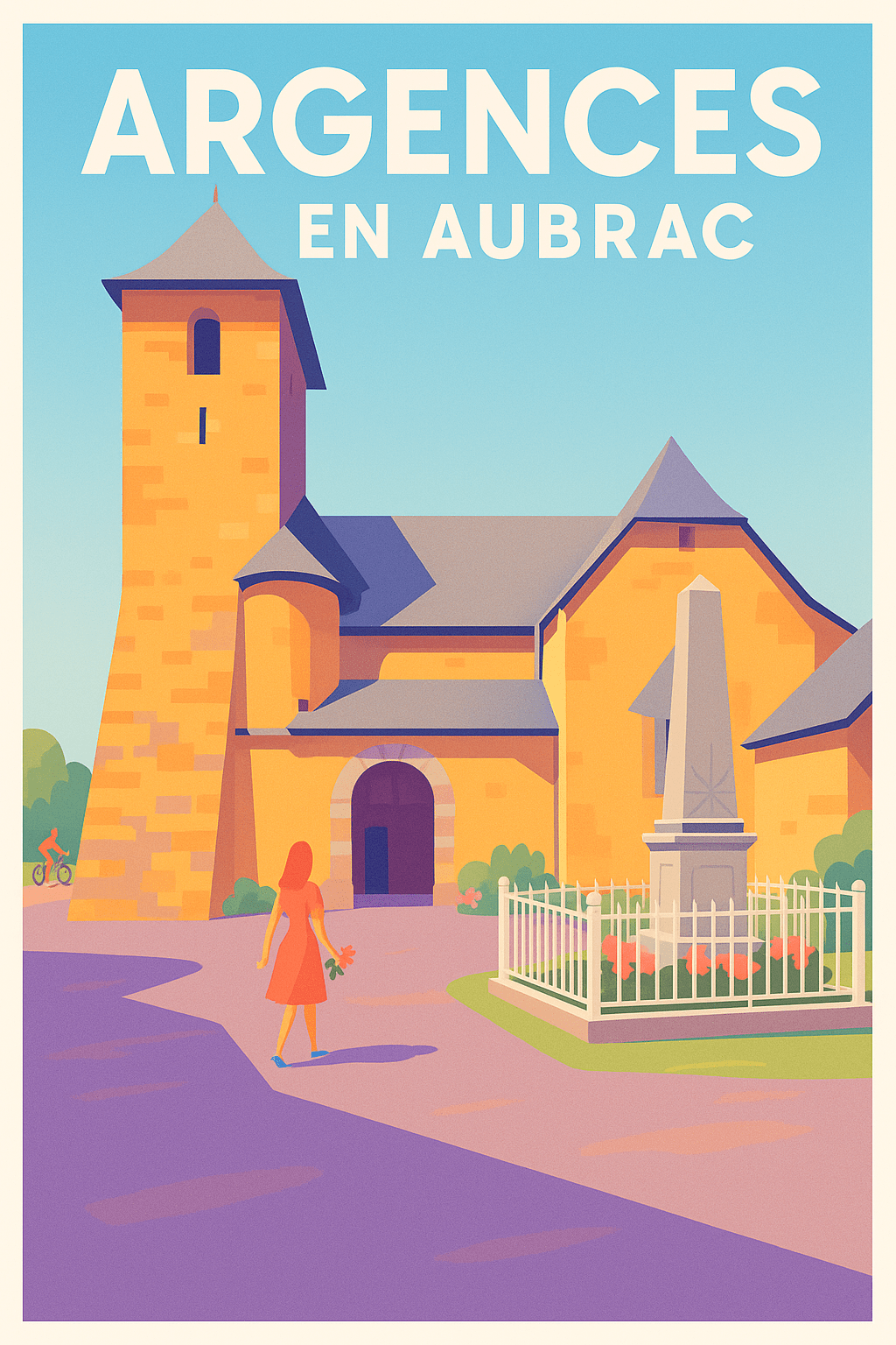 Aveyron France Pas de Cadre / 20 × 30cm Affiche de Argences en Aubrac - Un village paisible et chargé d'histoire