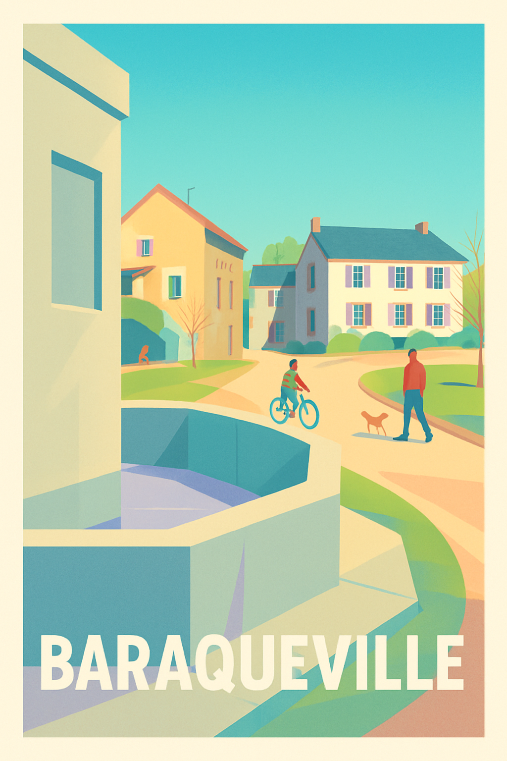 Aveyron France Pas de Cadre / 20 × 30cm Affiche de Baraqueville - Douceur de vie en Occitanie