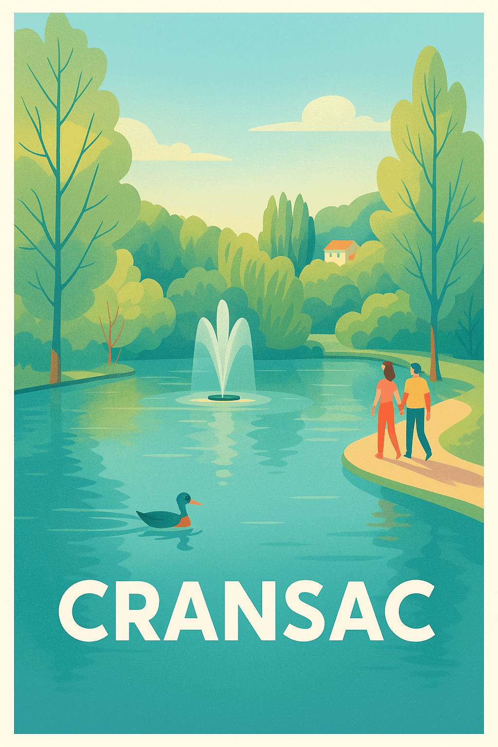 Aveyron France Pas de Cadre / 20 × 30cm Affiche de Cransac - Escapade bucolique au bord de l'eau
