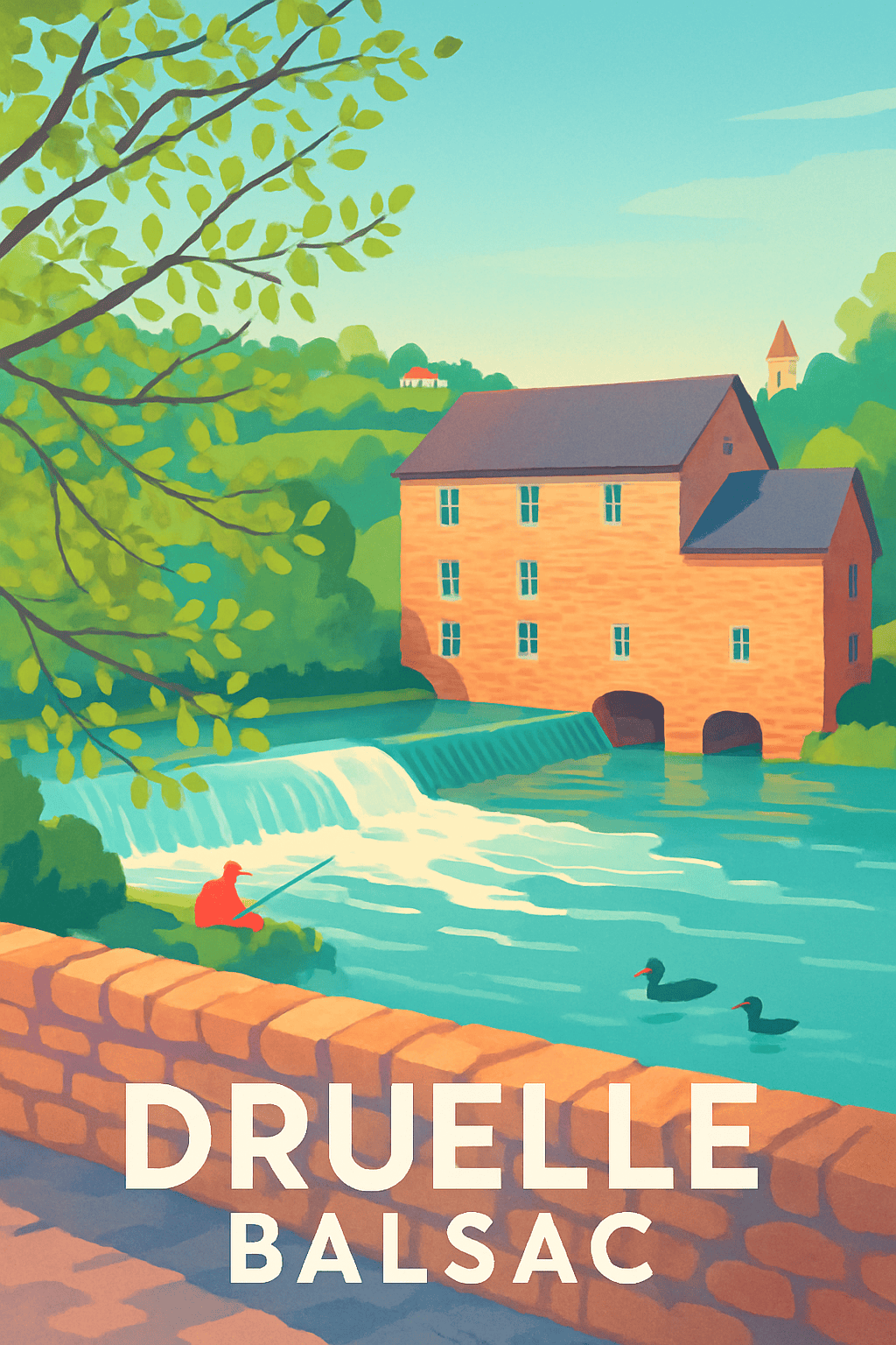 Affiche Druelle — Sérénité au fil de l'eau · poster d'art de Druelle