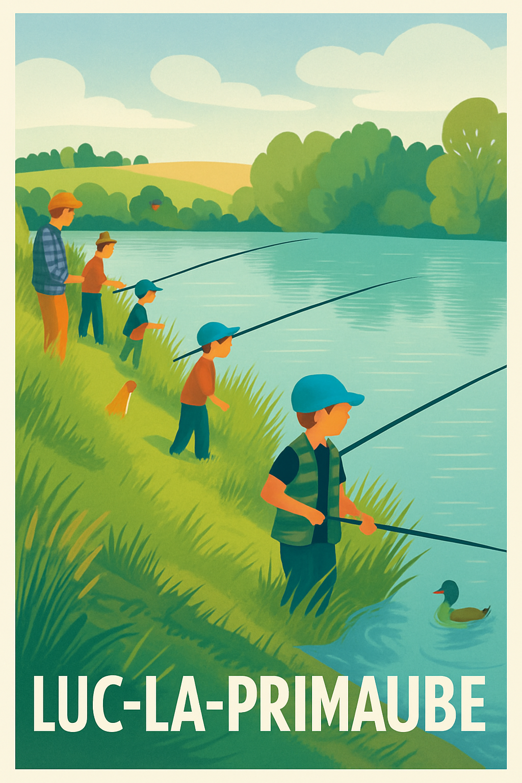 Aveyron France Pas de Cadre / 20 × 30cm Affiche de Luc-la-Primaube - La sérénité au bord de l'eau