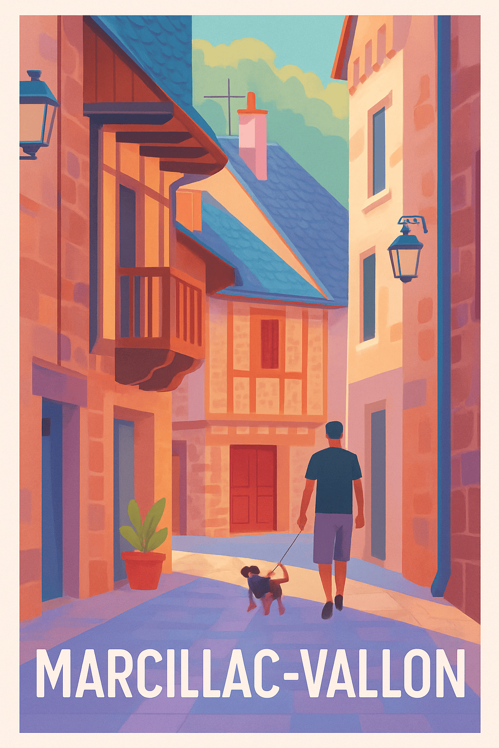 Aveyron France Pas de Cadre / 20 × 30cm Affiche de Marcillac-Vallon - Promenade paisible au cœur du village