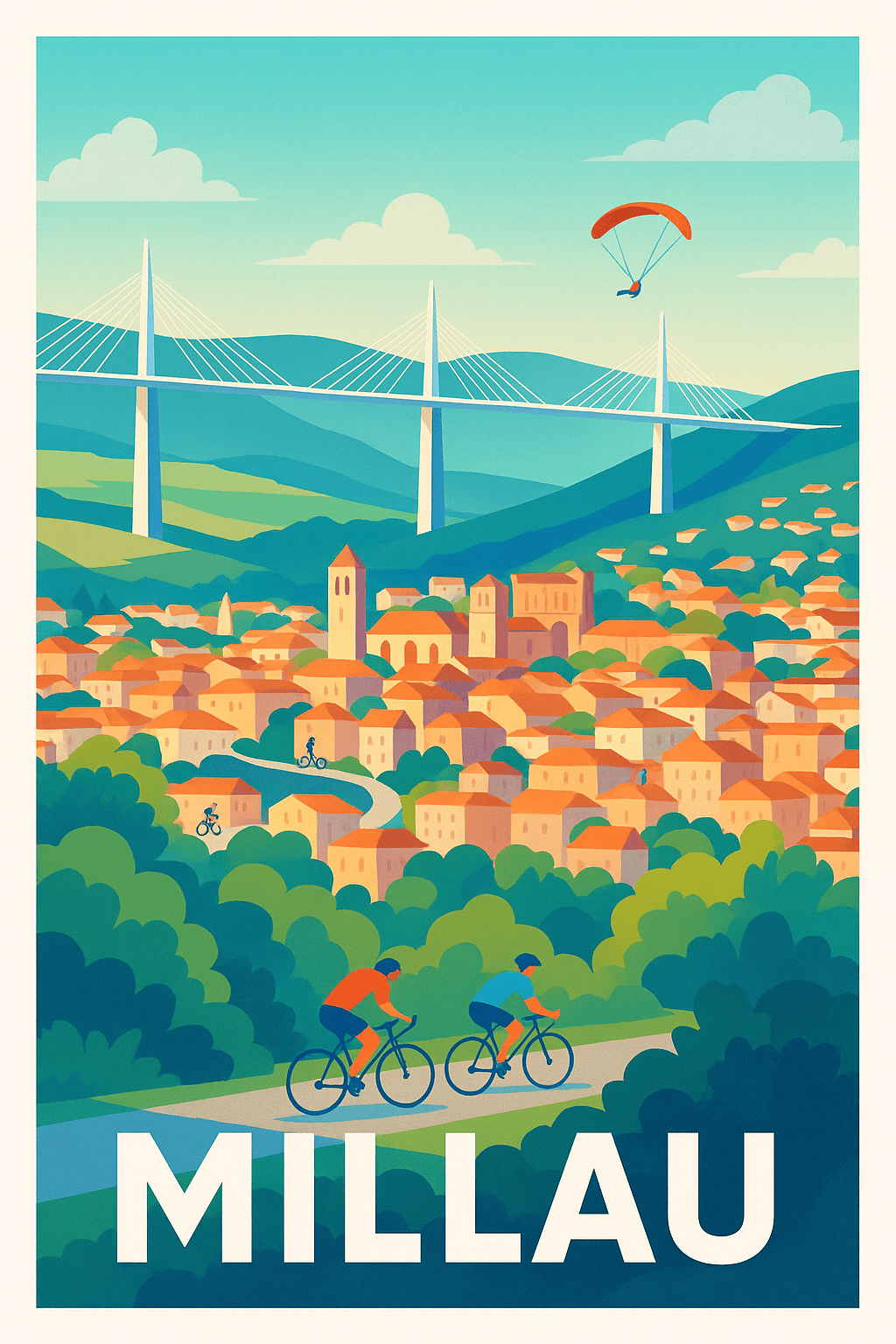 Affiche Millau — Entre nature et prouesse architecturale · poster d'art de Millau