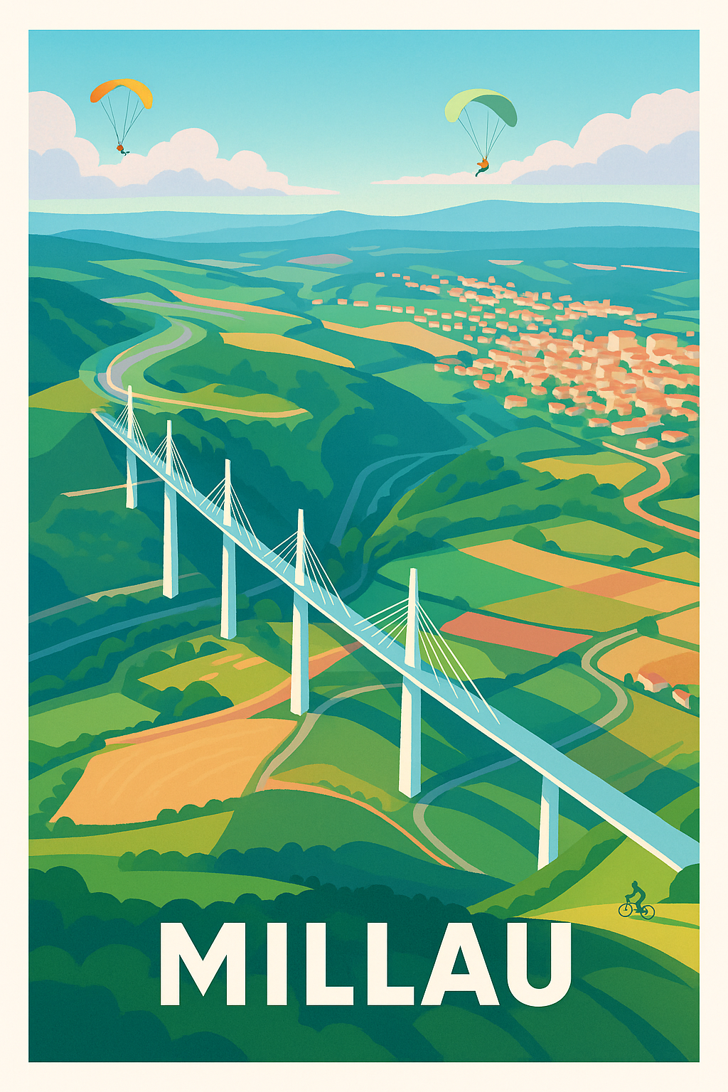 Aveyron France Pas de Cadre / 20 × 30cm Affiche de Millau - Le géant des airs entre ciel et terre