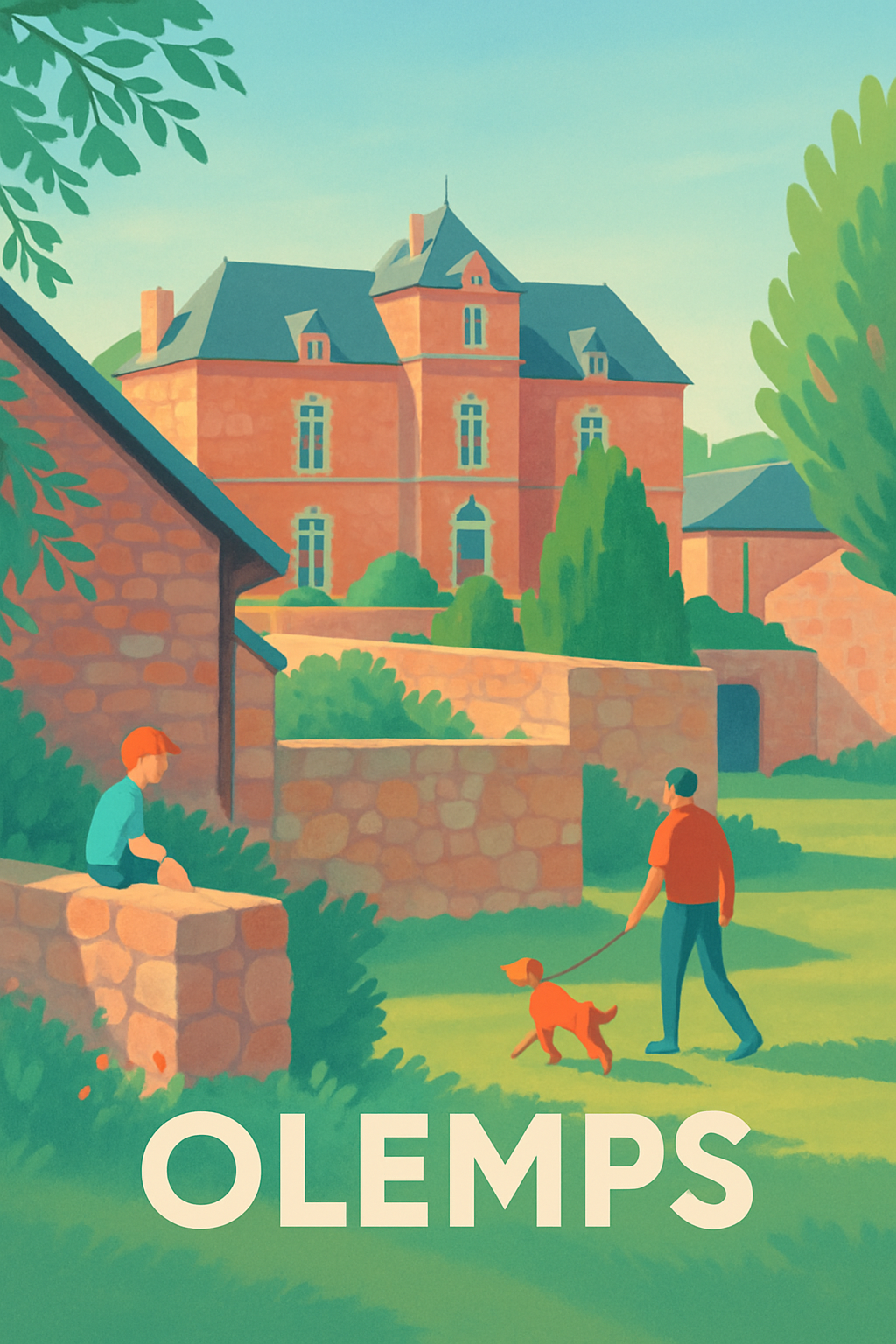 Aveyron France Pas de Cadre / 20 × 30cm Affiche de Olemp - Charme et Sérénité en Bord de Village