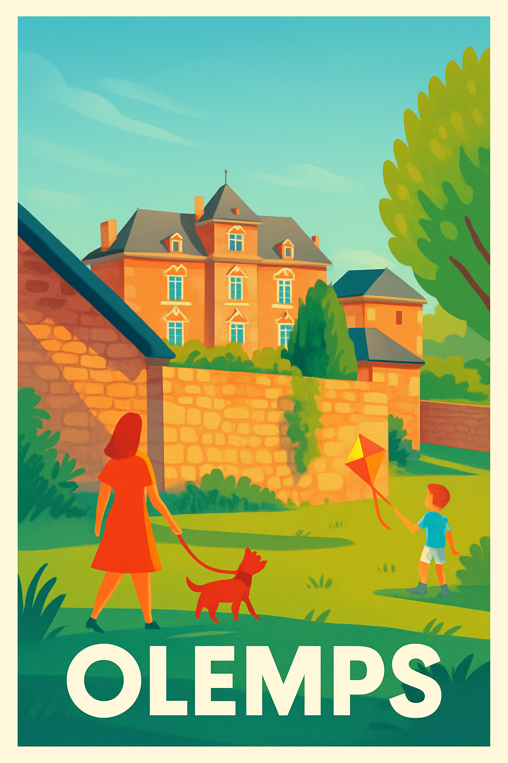 Aveyron France Pas de Cadre / 20 × 30cm Affiche de Olemps - Douceur de vie au cœur du village