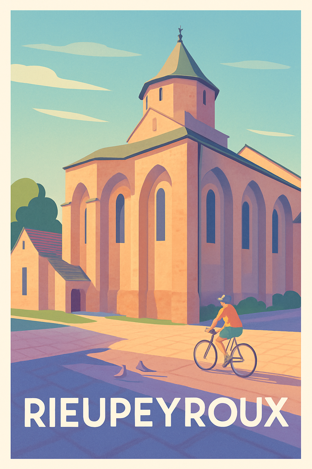 Aveyron France Pas de Cadre / 20 × 30cm Affiche de Rieupeyroux - Douceur et Sérénité en Pays Rouergat