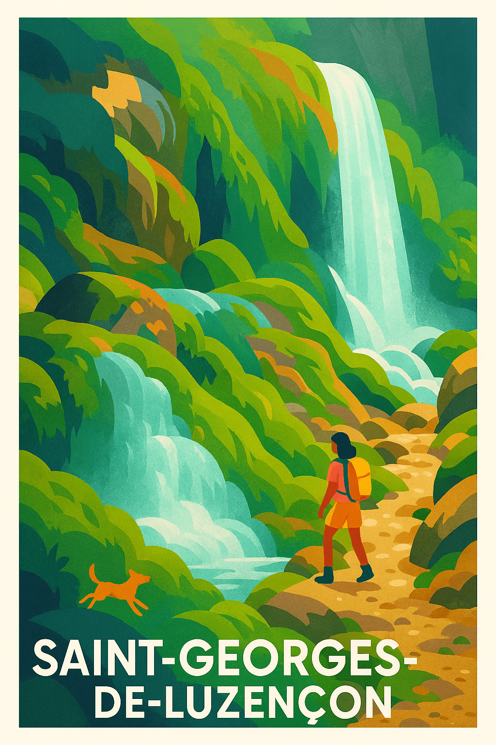 Affiche Saint-Georges-de-Luzençon — Escapade nature et cascade · poster d'art de Saint-Georges-de-Luzençon