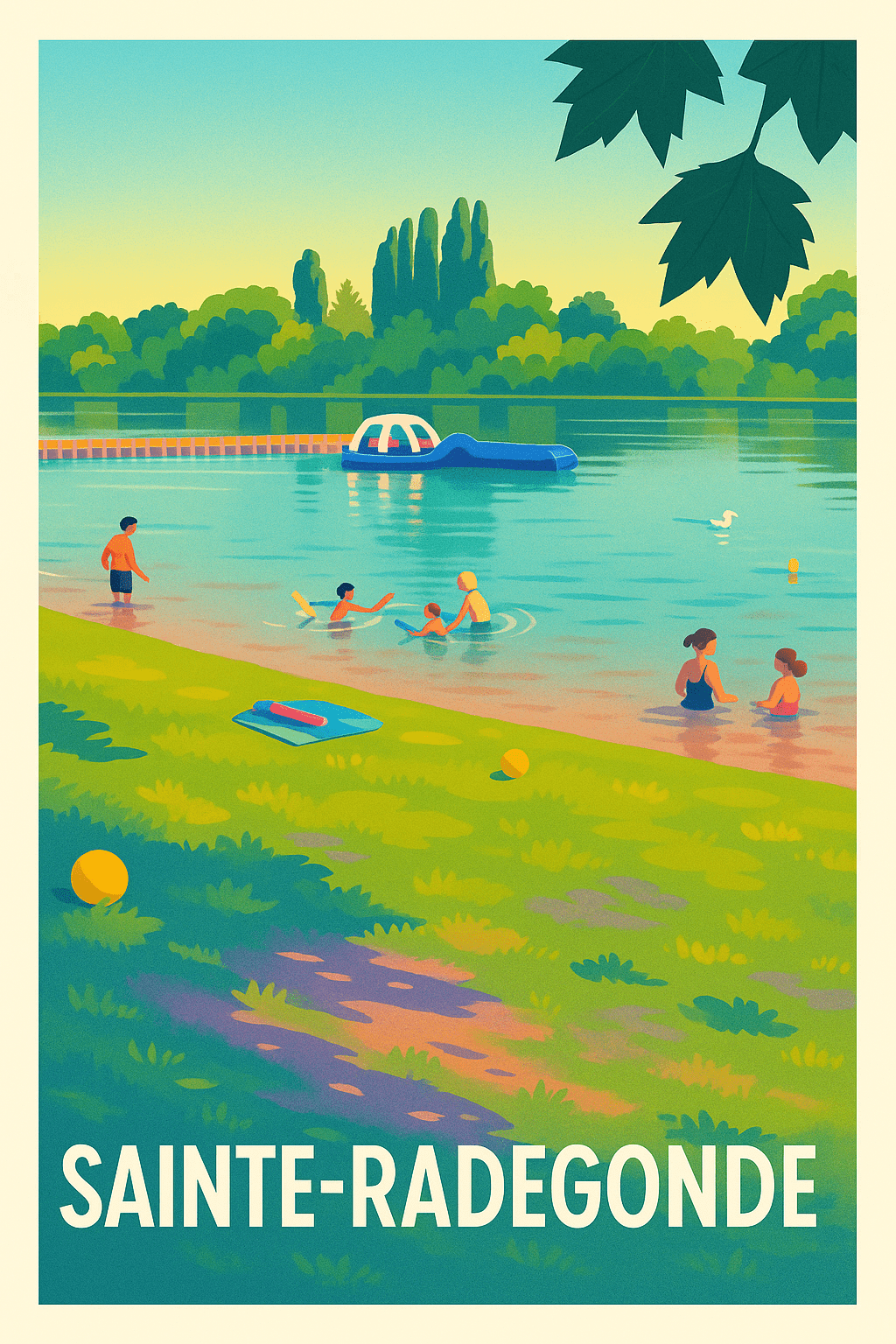 Aveyron France Pas de Cadre / 20 × 30cm Affiche de Sainte-Radegonde - Escapade en bord de l'eau