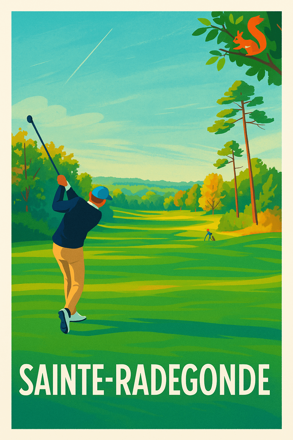 Aveyron France Pas de Cadre / 20 × 30cm Affiche de Sainte-Radegonde - Le charme du golf en pleine nature