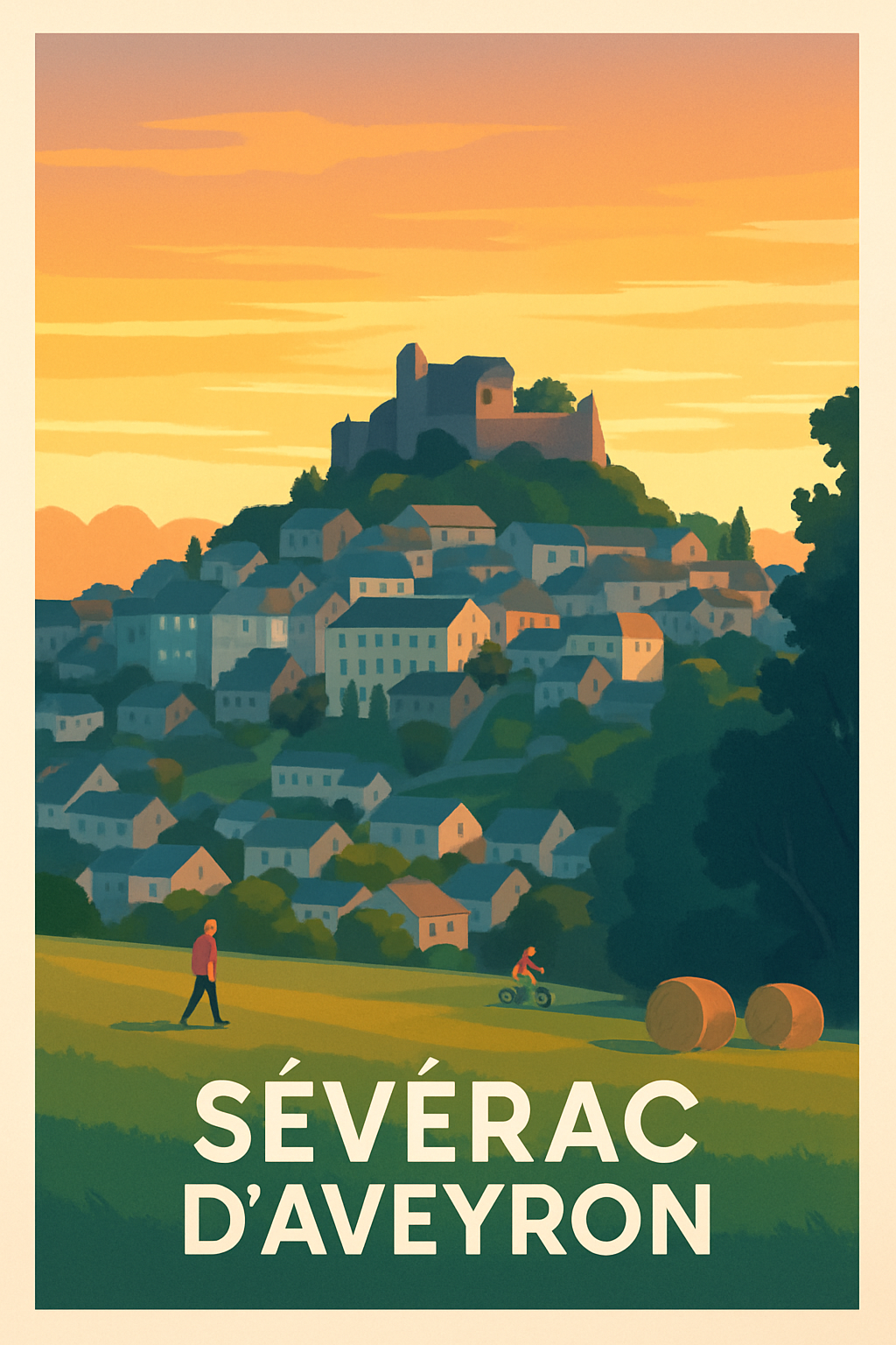 Aveyron France Pas de Cadre / 20 × 30cm Affiche de Séverac d'Aveyron - Charme et Sérénité en Pays Aveyronnais