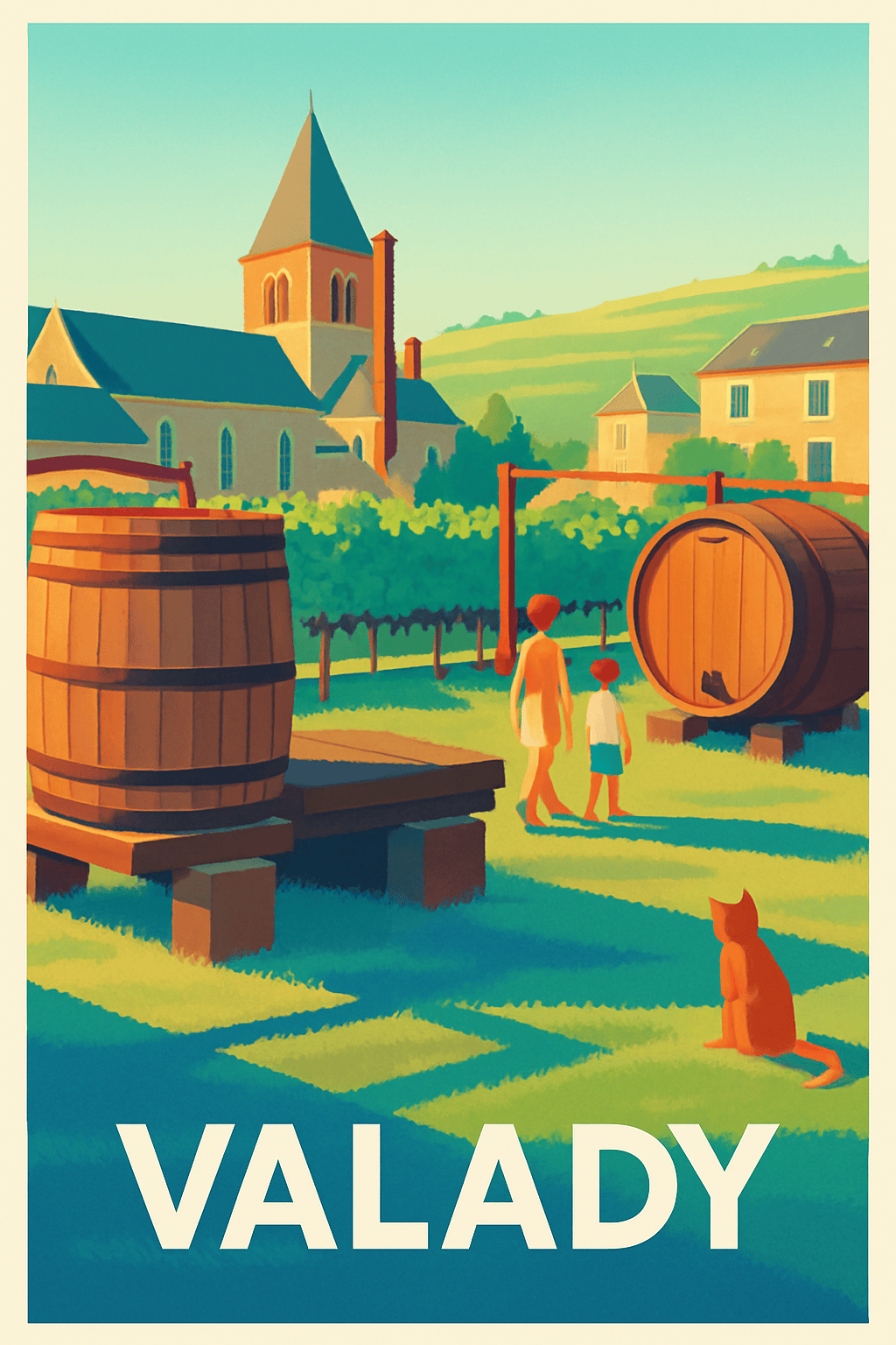 Aveyron France Pas de Cadre / 20 × 30cm Affiche de Valady - Charme bucolique au cœur des vignes