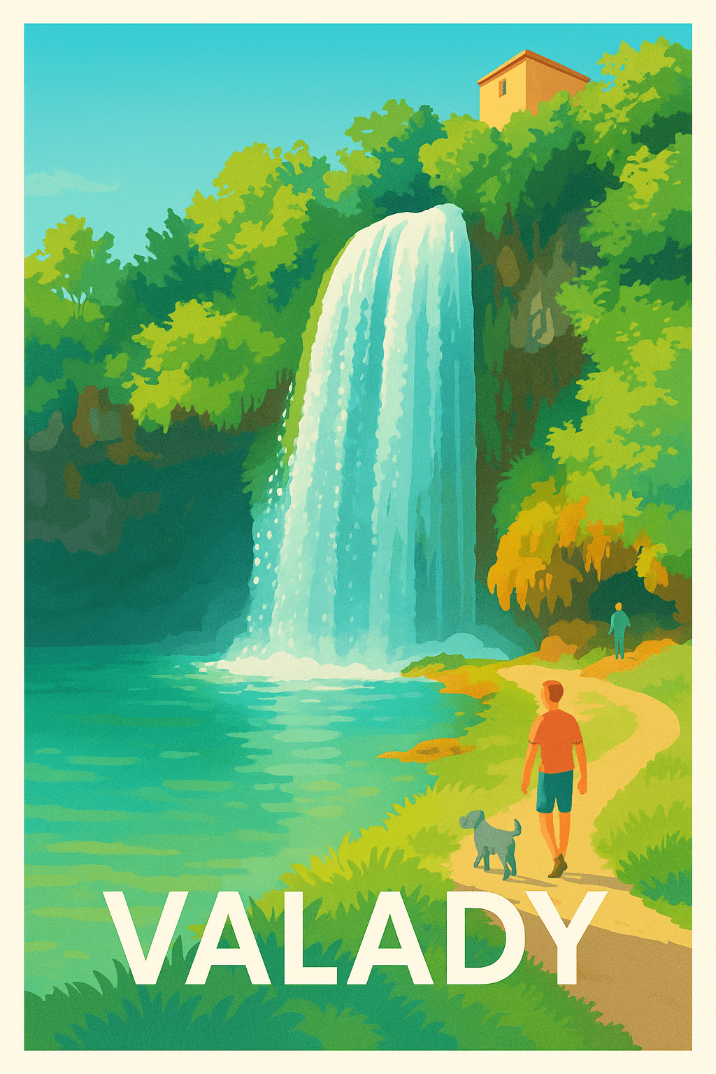 Aveyron France Pas de Cadre / 20 × 30cm Affiche de Valady - Évasion naturelle au fil de la cascade