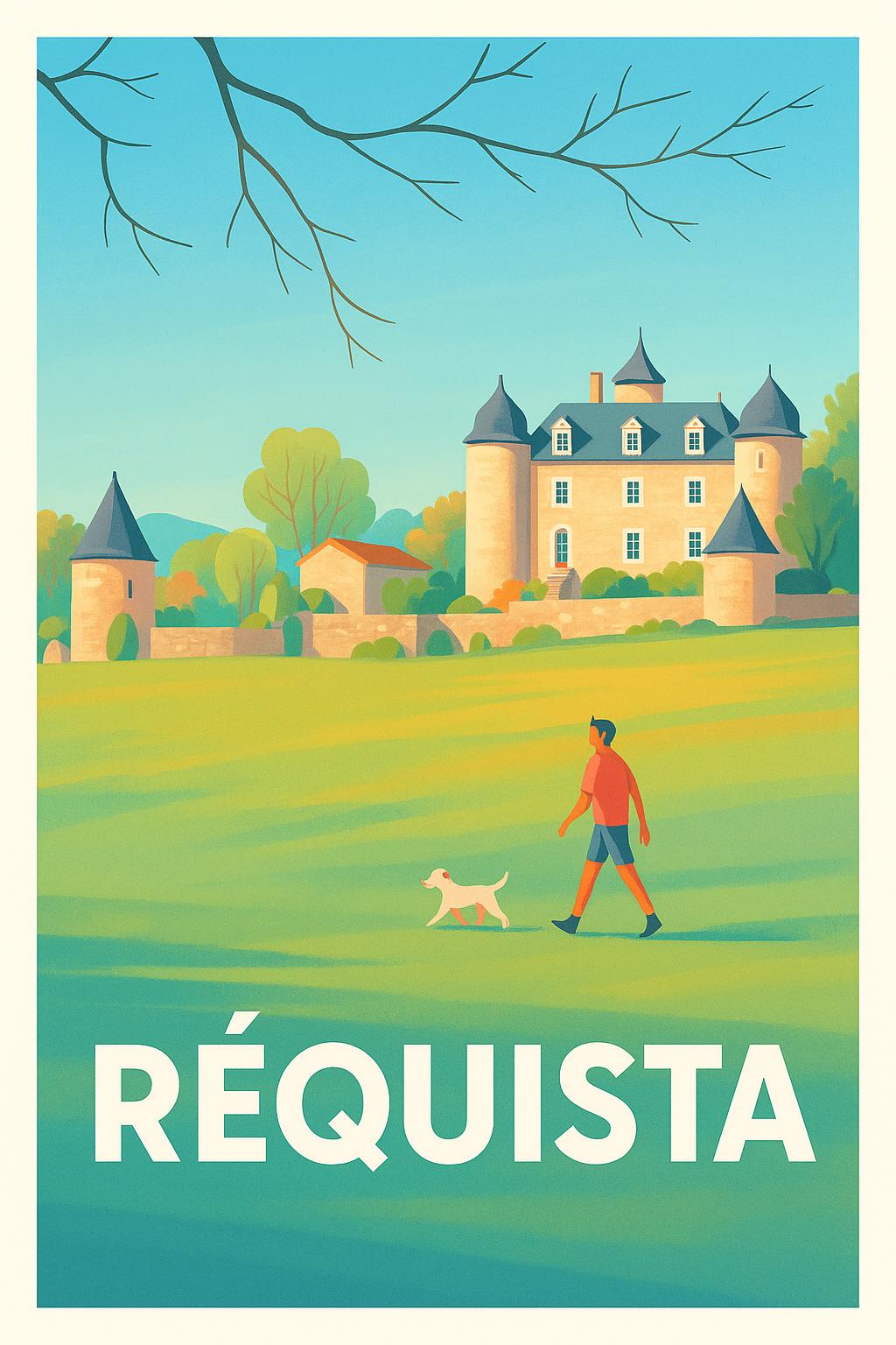 Aveyron France Pas de Cadre / 20 × 30cm Affiche Réquista - Balade champêtre au château