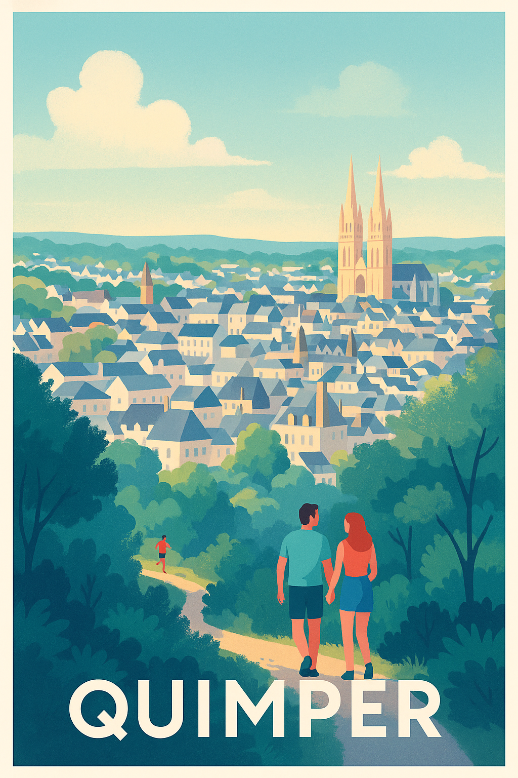 Affiche Quimper - Promenade romantique en Bretagne