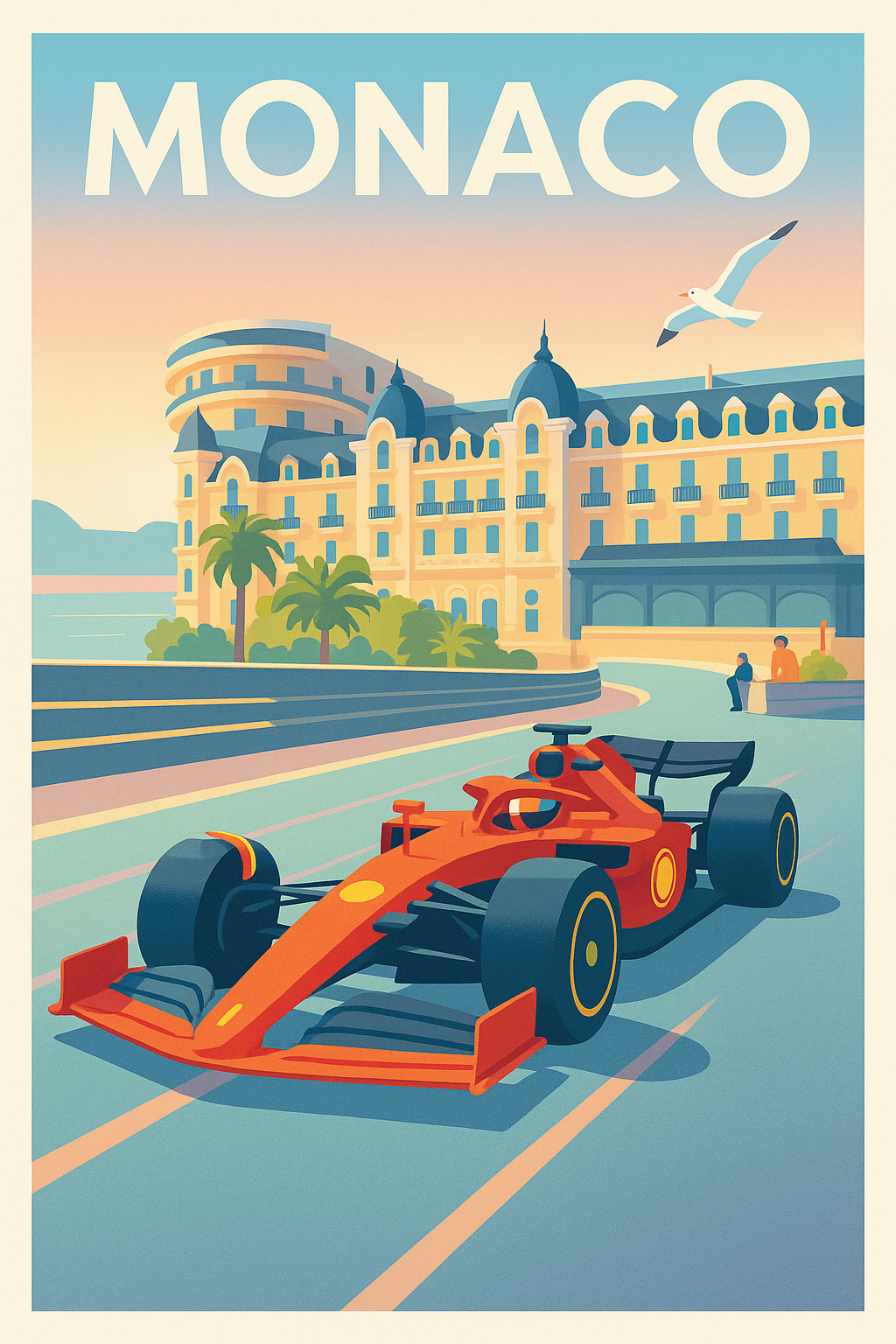 Affiche de Monaco - L'élégance du Grand Prix en illustration vintage