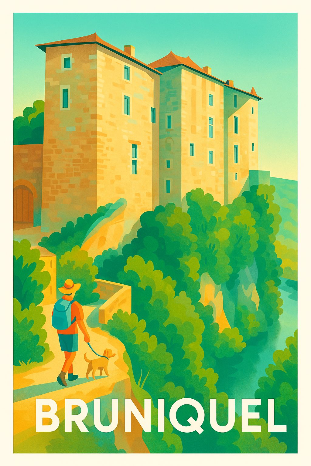 Affiche Bruniquel — Une escapade pittoresque au cœur du Tarn · poster d'art de Bruniquel