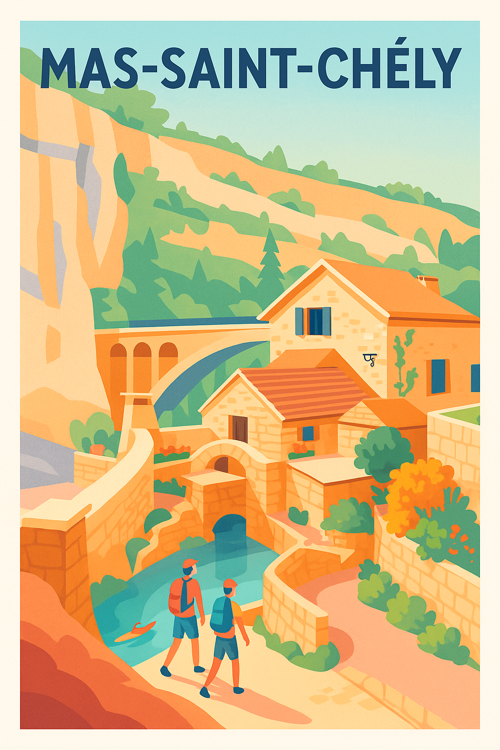 Affiche Mas-Saint-Chély — Évasion au cœur des gorges · poster d'art de Mas-Saint-Chély