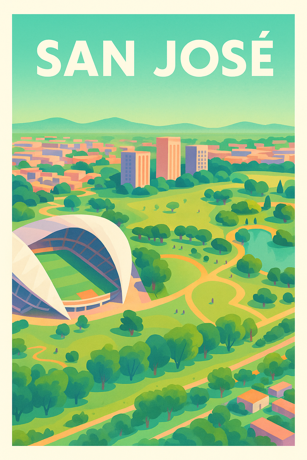Affiche de San José - Harmonie urbaine et nature en pleine lumière