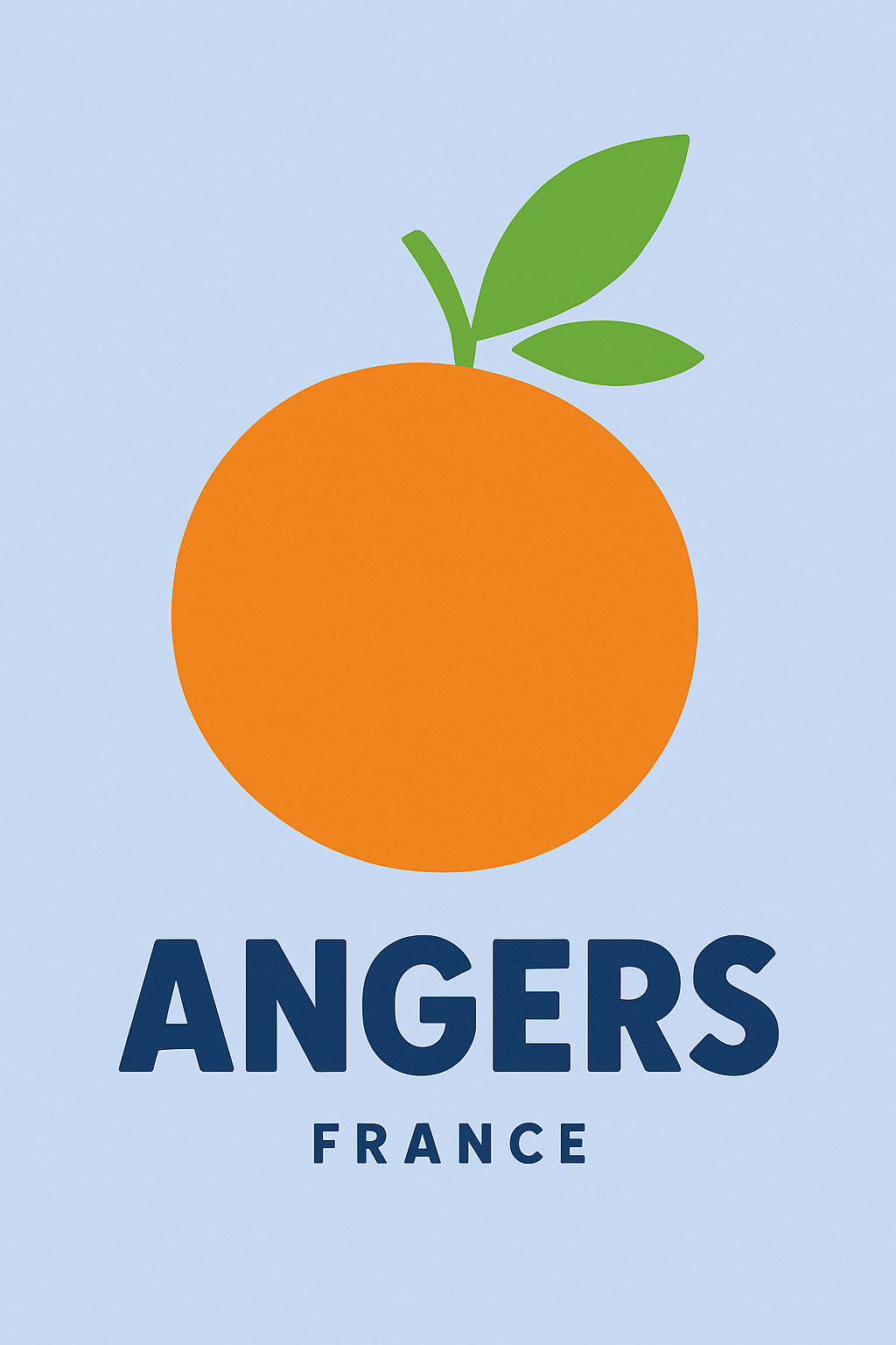 Affiche Angers — L'orange iconique au cœur de la ville · poster d'art de Angers