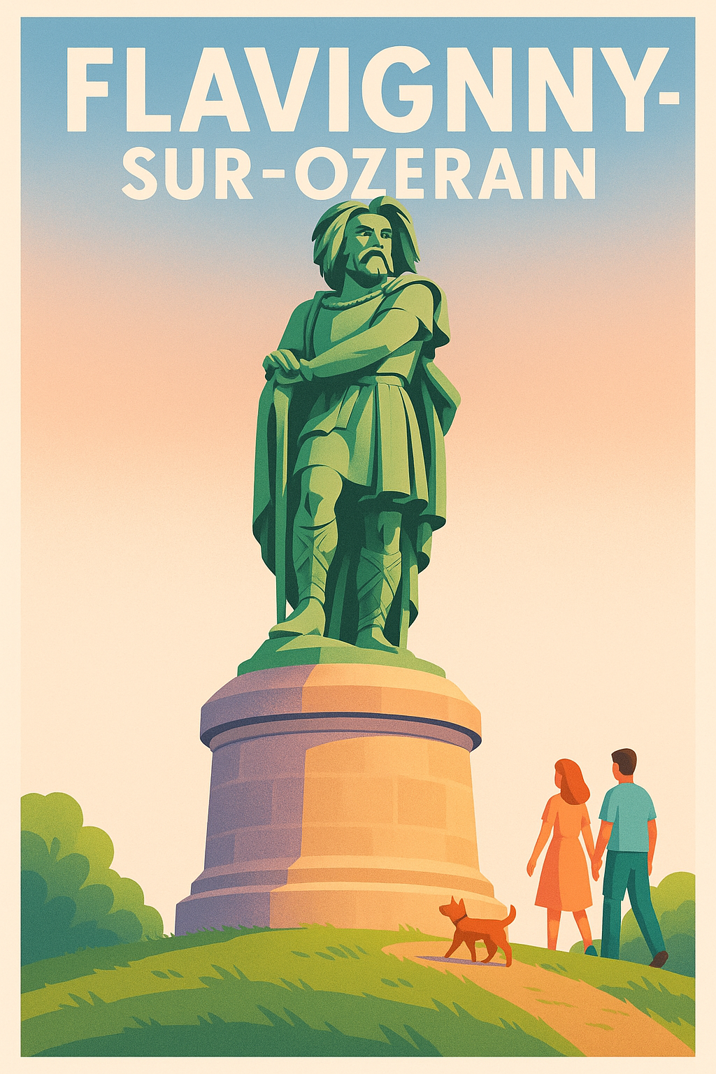 Affiche Flavigny-sur-Ozerain — Un voyage historique en pleine nature · poster d'art de Flavigny-sur-Ozerain