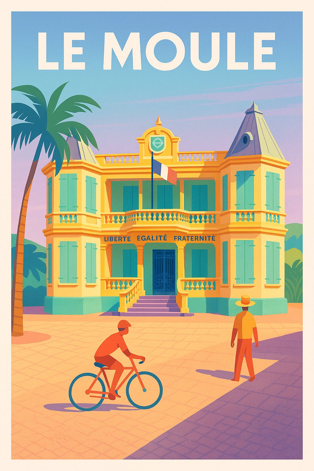 Affiche Le Moule — Évasion tropicale et patrimoine coloré · poster d'art de Le Moule