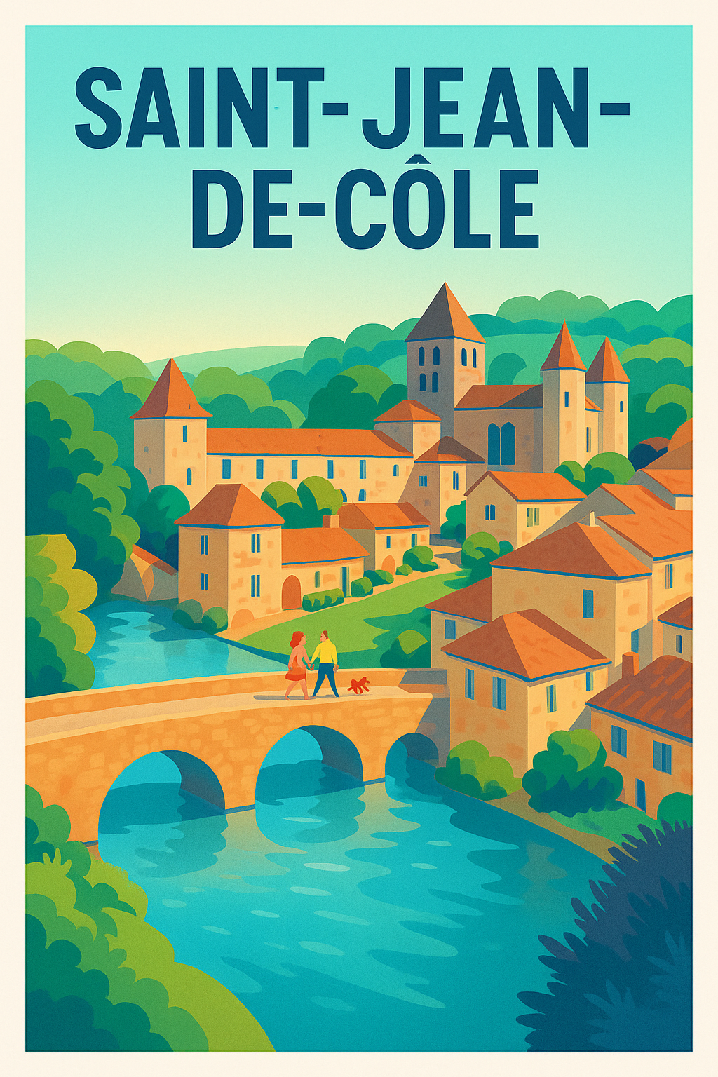 Affiche Saint-Jean-de-Côle — Charme intemporel au cœur de la nature · poster d'art de Saint-Jean-de-Côle