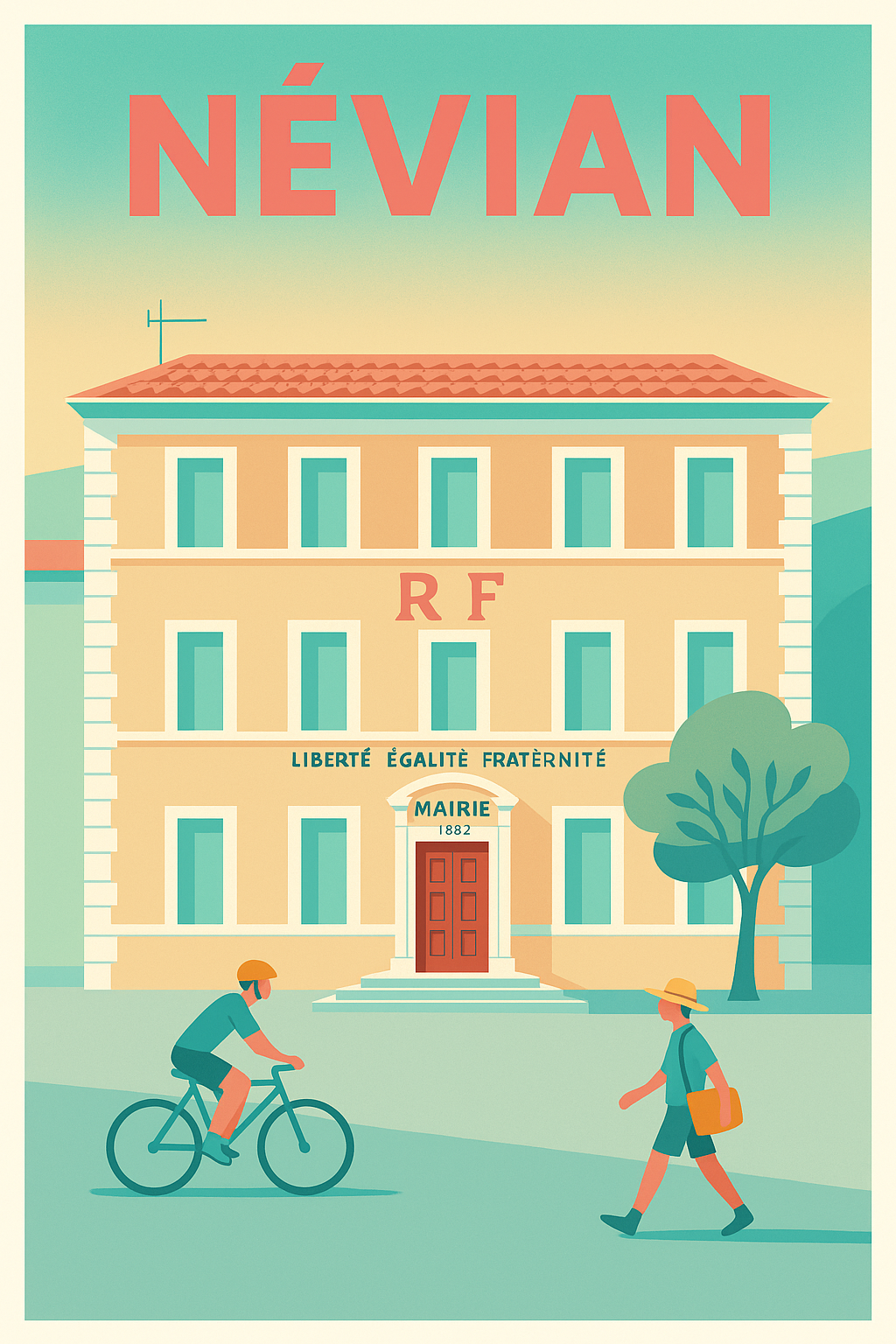 Affiche de Névian - L'élégance tranquille de la mairie