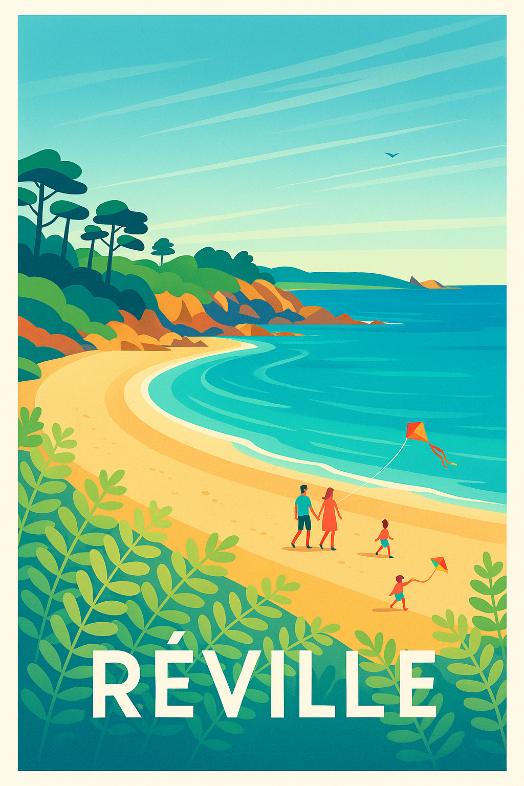 Affiche Réville — Plages et douceur de vivre en bord de mer · poster d'art de Réville
