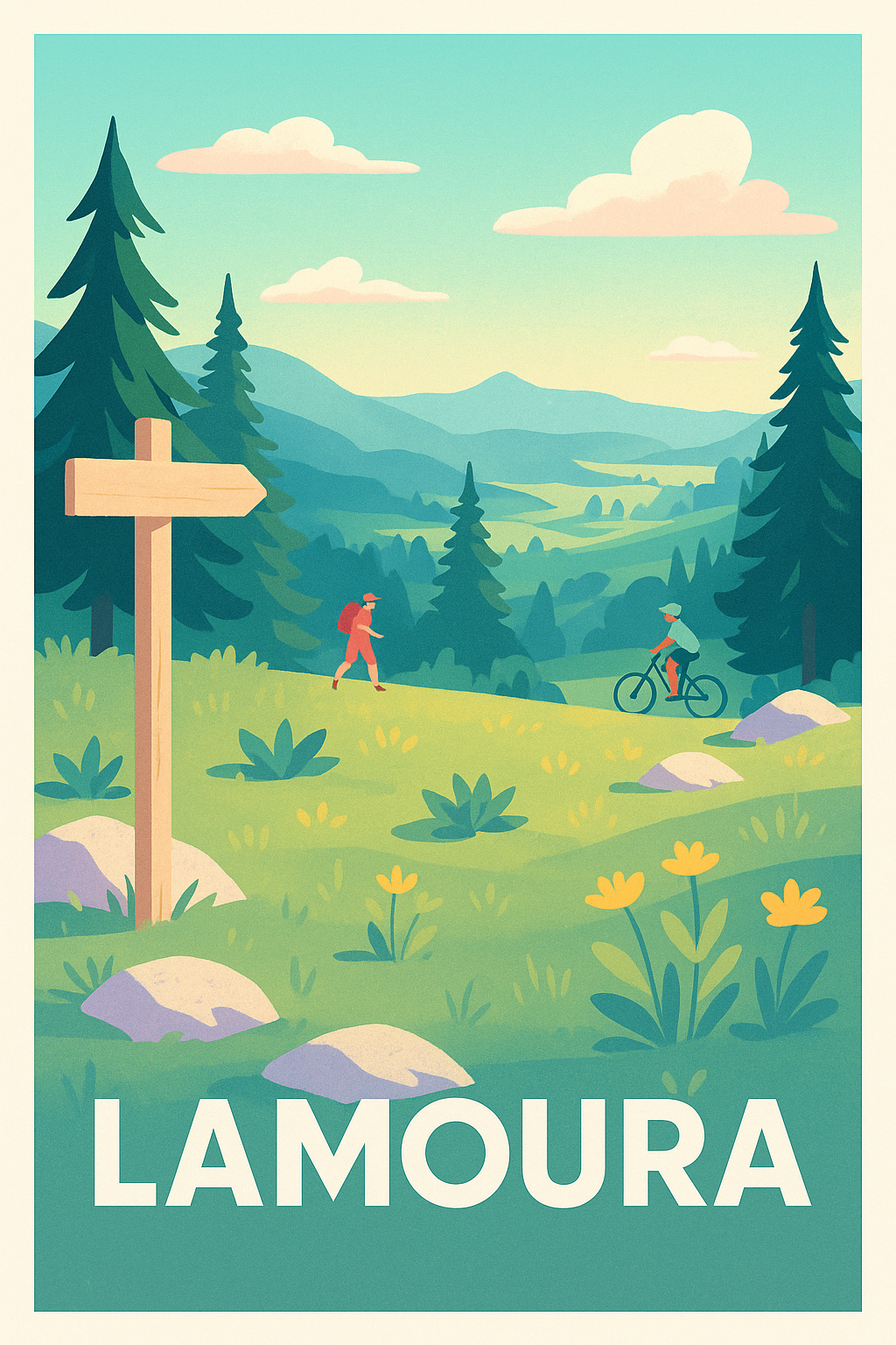 Affiche Lamoura — L'appel de la nature et de l'aventure · poster d'art de Lamoura