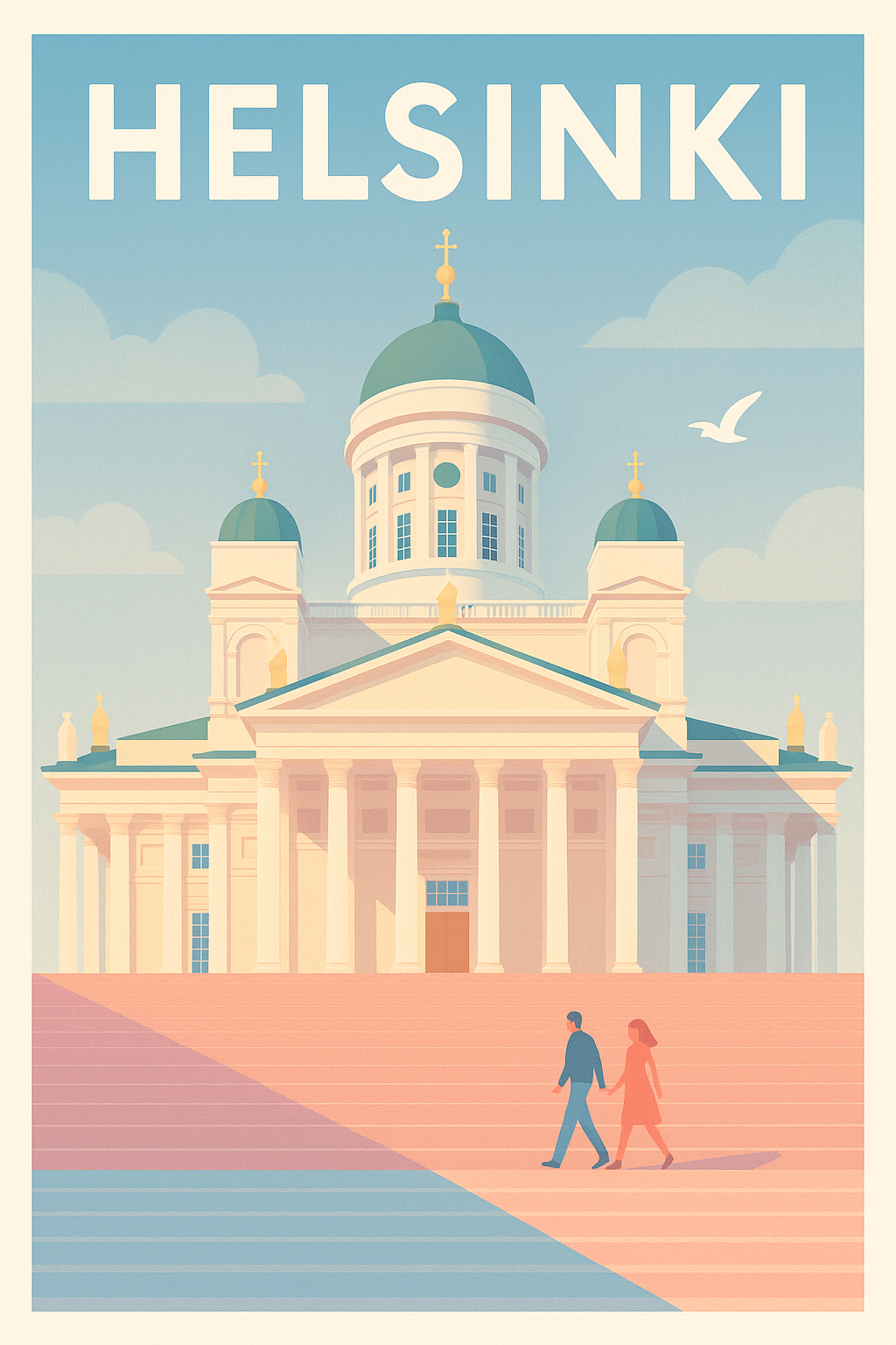 Affiche de Helsinki - Élégance néo-classique sur fond pastel