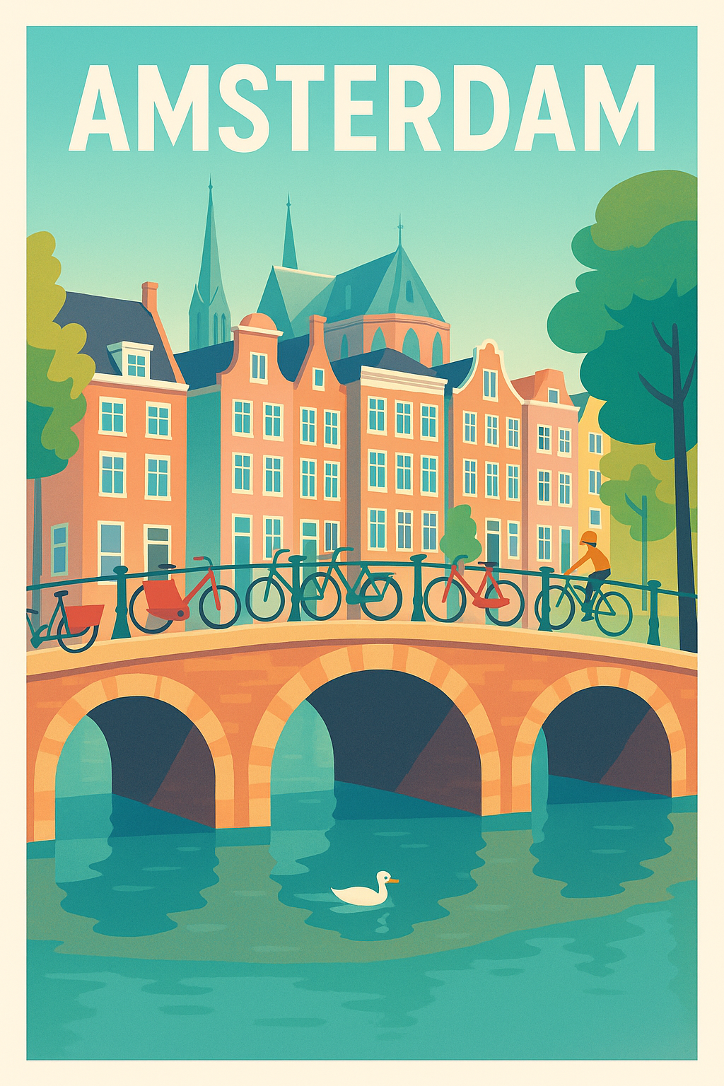 Affiche de Amsterdam - Charme des Canaux et Balades à Vélo