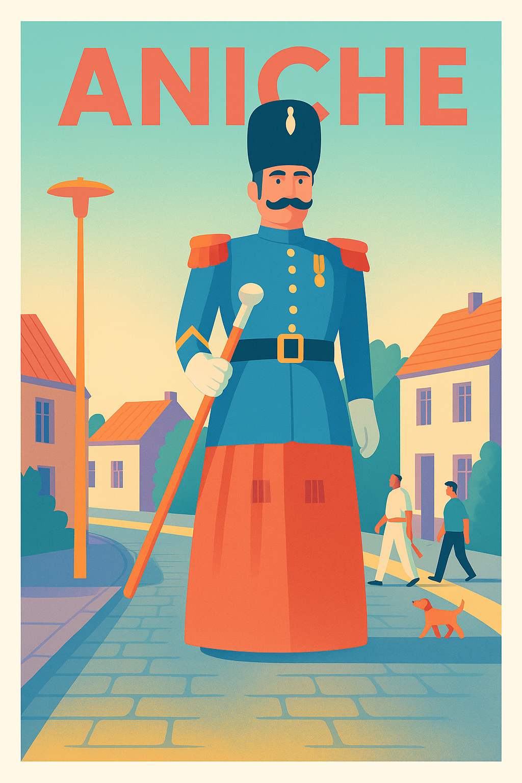 Affiche de Aniche - Géant du Nord ancestral en affiche vintage