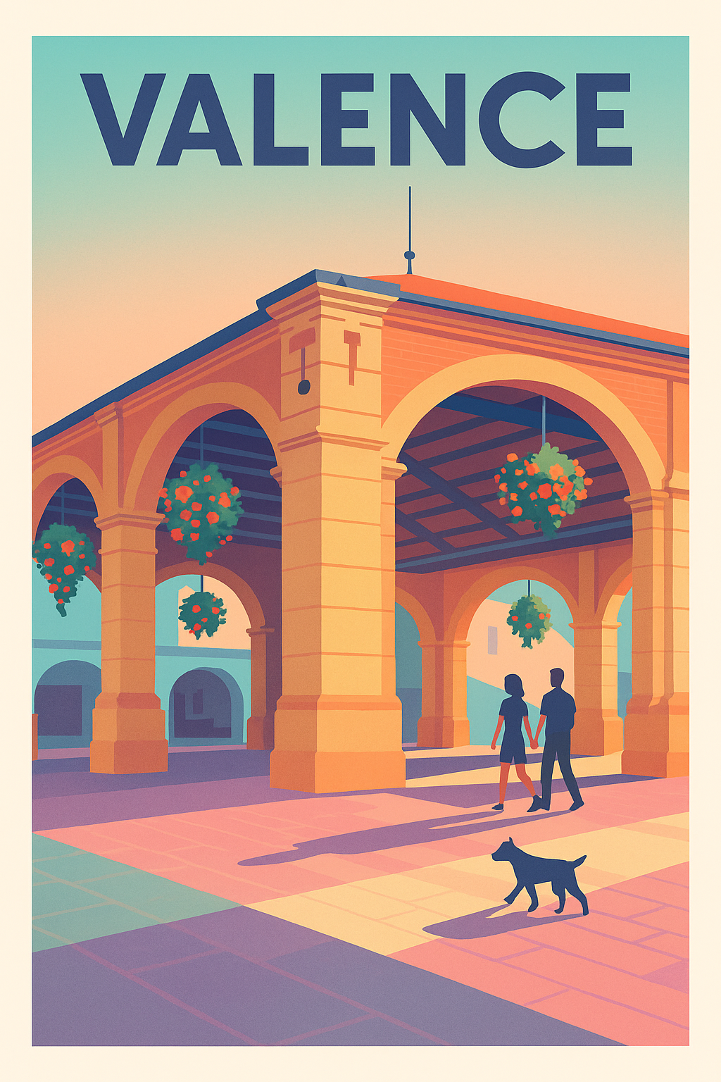 Affiche de Valence - Charme ensoleillé sous les arcades
