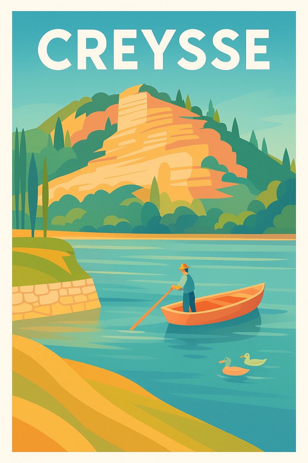 Affiche Creysse — Sérénité au fil de l'eau · poster d'art de Creysse