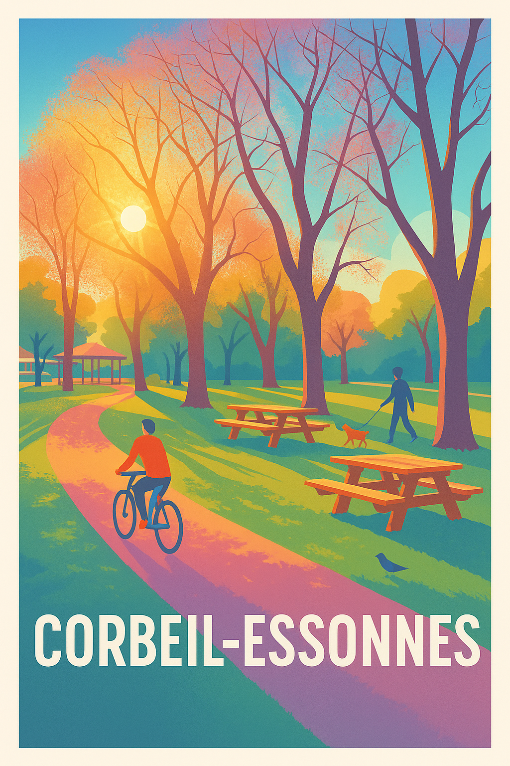 Affiche Corbeil-Essonnes - Promenade ensoleillée au parc