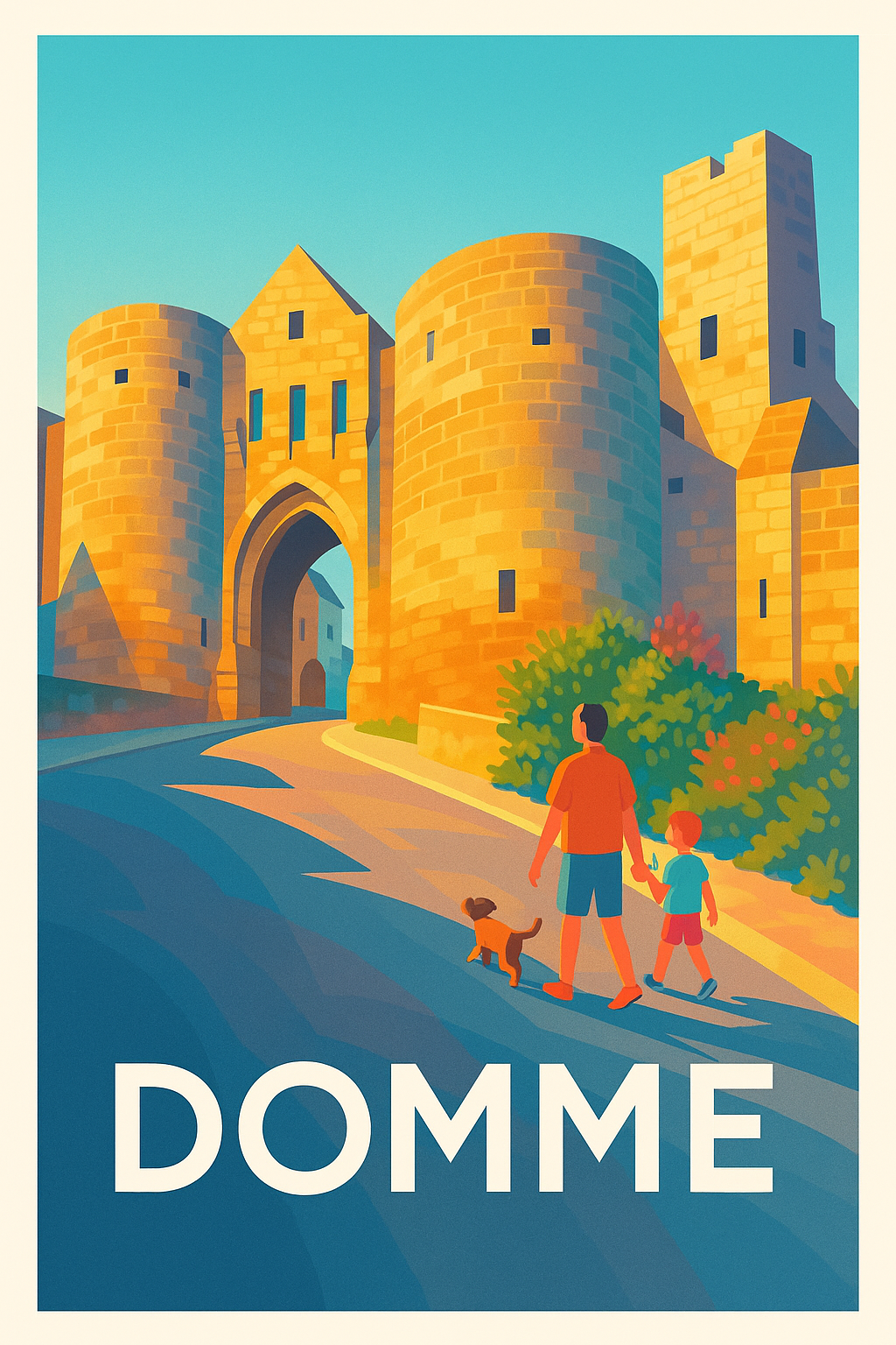 Affiche Domme — L'émerveillement au cœur de la cité médiévale · poster d'art de Domme