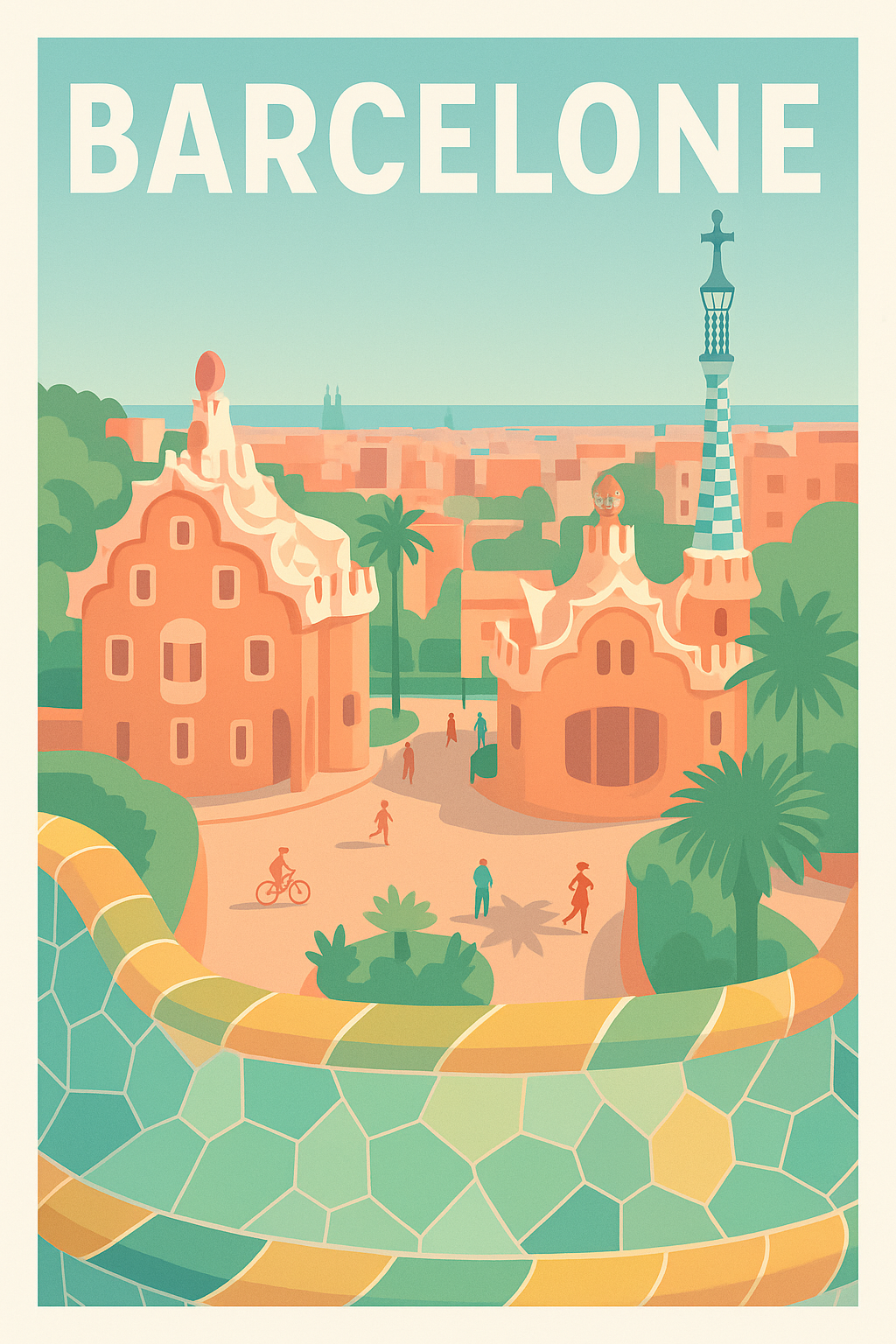 Affiche Barcelone — L'art coloré de Gaudí au cœur de la ville · poster d'art de Barcelone