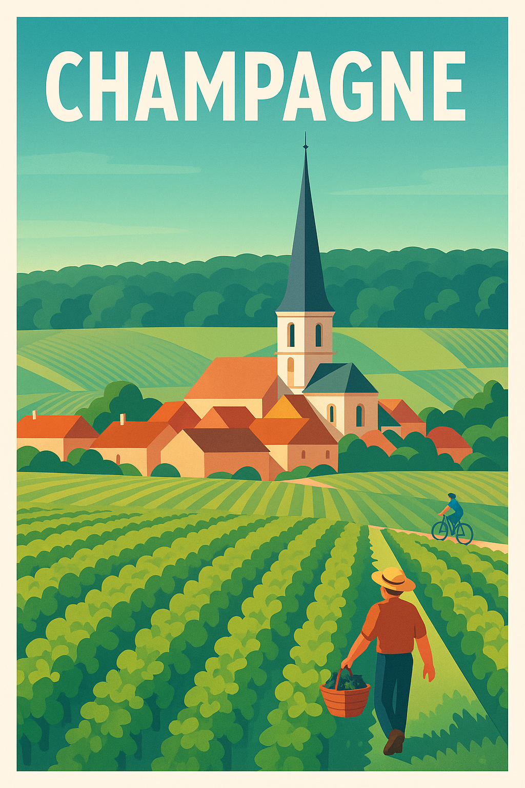 Affiche de Champagne - Havre de nature et traditions viticoles