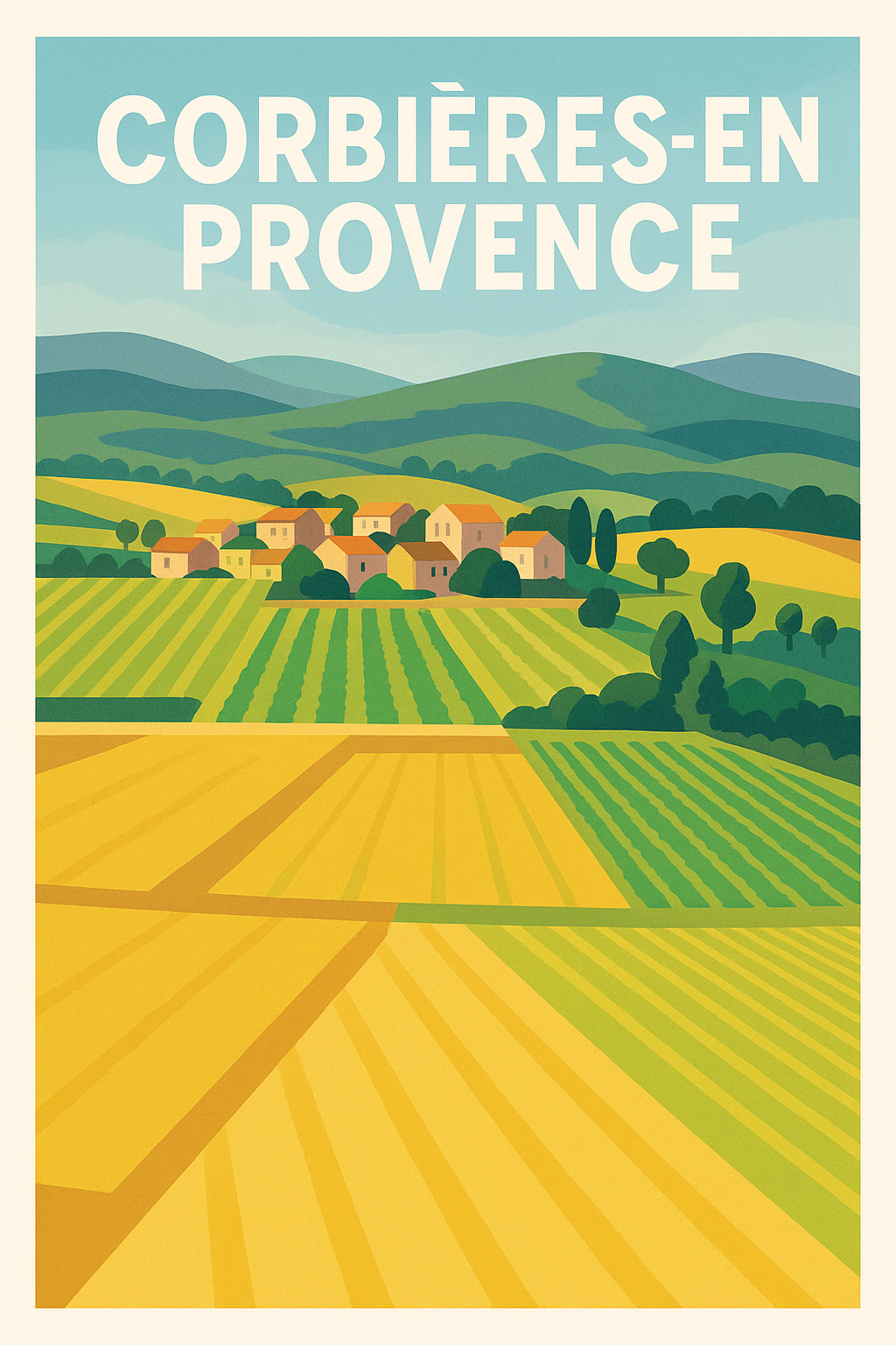 Affiche de Corbières-en-Provence - L'harmonie des champs ensoleillés