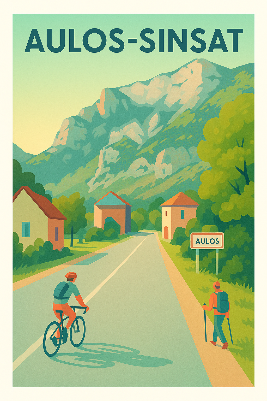 Affiche Aulos-Sinsat — Escapade en montagne et nature · poster d'art de Aulos-Sinsat