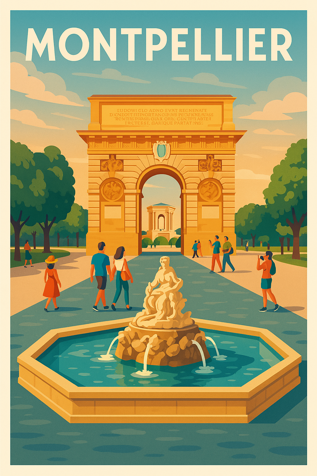Montpellier - Balade ensoleillée sous l'Arc de Triomphe