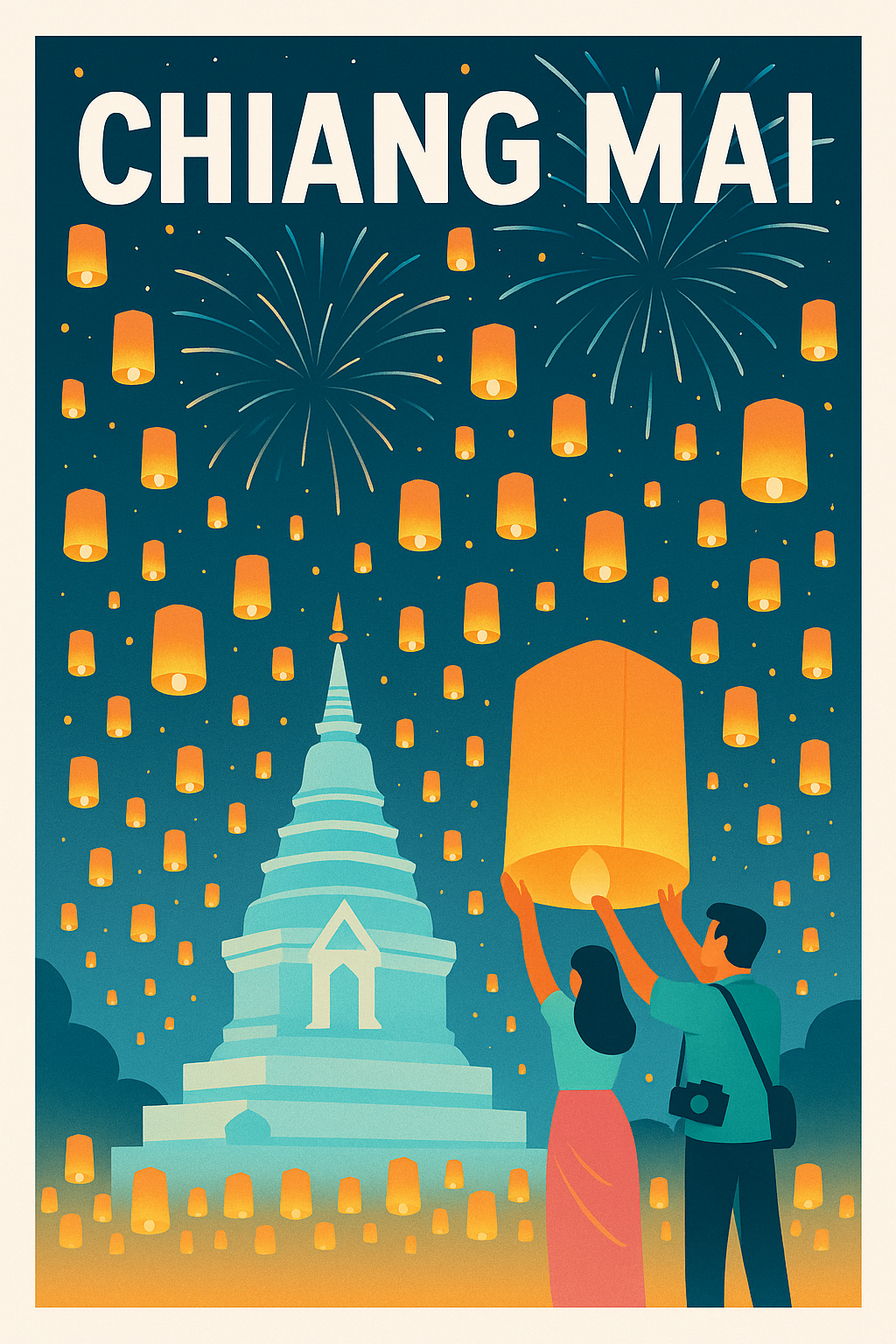 Affiche de Chiang Mai - La magie des lanternes flottantes
