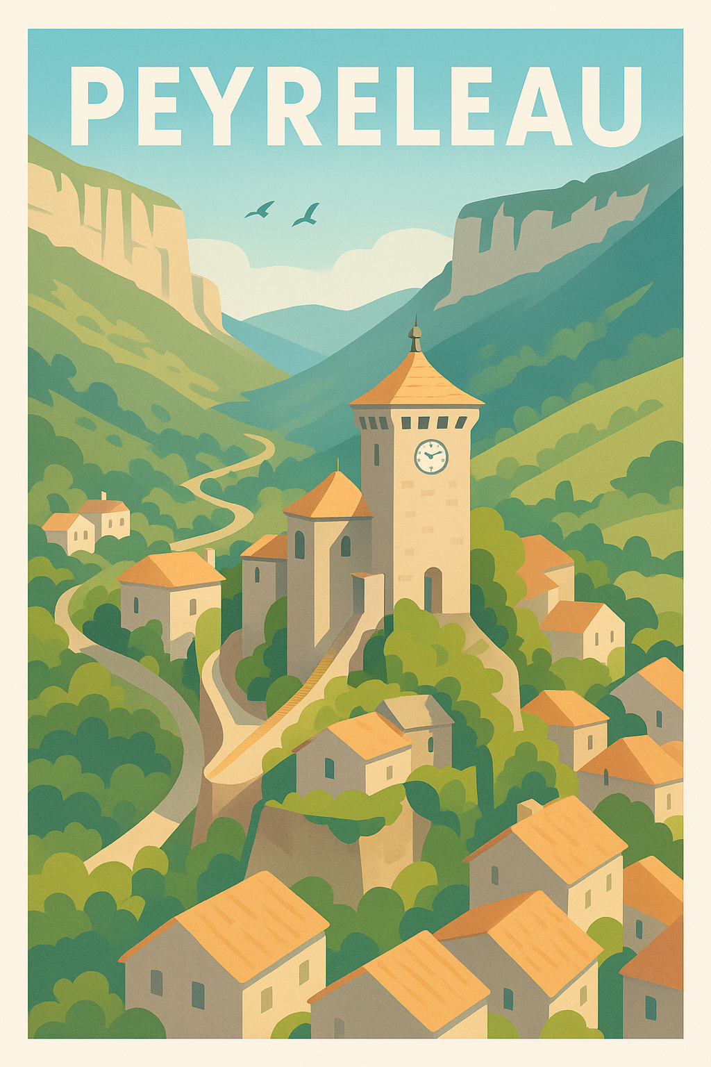 Affiche Peyreleau — Le charme intemporel des Cévennes · poster d'art de Peyreleau