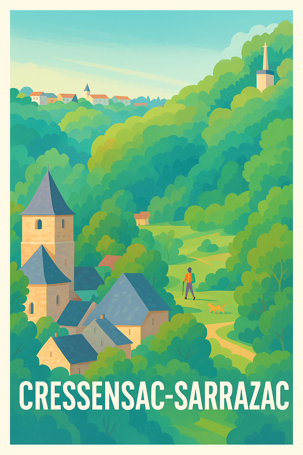 Affiche Cressensac-Sarrazac — Village paisible au cœur de la nature · poster d'art de Cressensac-Sarrazac