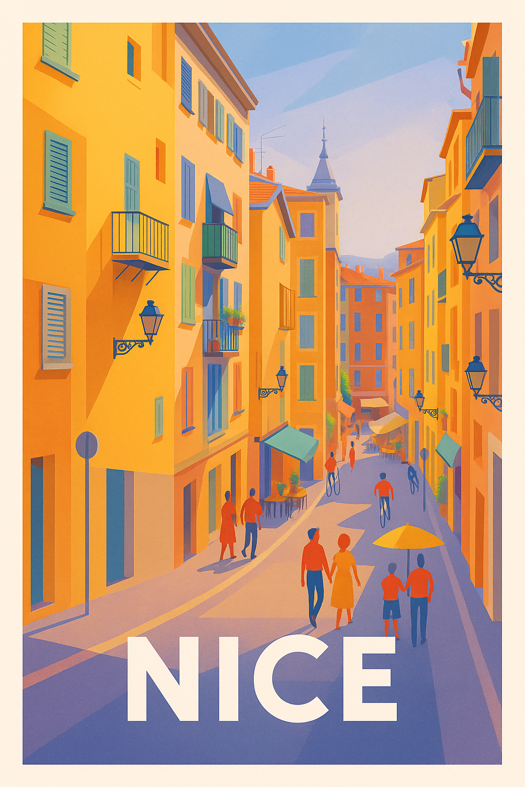 Affiche Nice - Promenade au cœur du Vieux-Nice ensoleillé